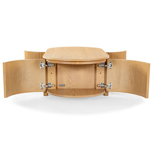 Safavieh Shelbie Reeded Oval Coffee Table - Elegant Wood Design For Stylish Living Room Décor And Functionality Oak Wood ,Polyester Resin Drawer Fronts Sfv2209a