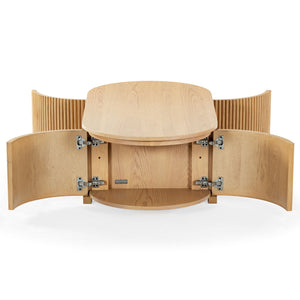 Safavieh Shelbie Reeded Oval Coffee Table - Elegant Wood Design For Stylish Living Room Décor And Functionality Oak Wood ,Polyester Resin Drawer Fronts Sfv2209a