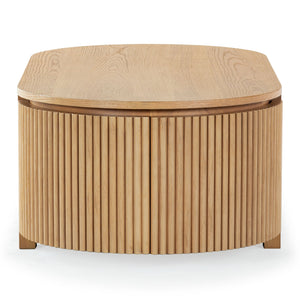 Safavieh Shelbie Reeded Oval Coffee Table - Elegant Wood Design For Stylish Living Room Décor And Functionality Oak Wood ,Polyester Resin Drawer Fronts Sfv2209a