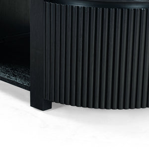 Safavieh Shelbie Reeded Oval Coffee Table - Elegant Wood Design For Stylish Living Room Décor And Functionality Black Wood ,Polyester Resin Drawer Fronts Sfv2209b