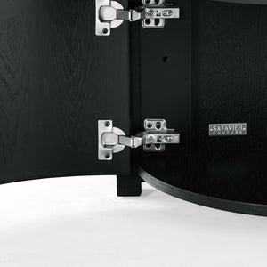 Safavieh Shelbie Reeded Oval Coffee Table - Elegant Wood Design For Stylish Living Room Décor And Functionality Black Wood ,Polyester Resin Drawer Fronts Sfv2209b