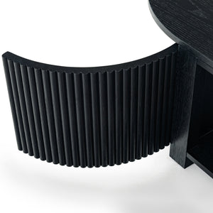 Safavieh Shelbie Reeded Oval Coffee Table - Elegant Wood Design For Stylish Living Room Décor And Functionality Black Wood ,Polyester Resin Drawer Fronts Sfv2209b