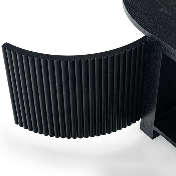 Safavieh Shelbie Reeded Oval Coffee Table - Elegant Wood Design For Stylish Living Room Décor And Functionality Black Wood ,Polyester Resin Drawer Fronts Sfv2209b