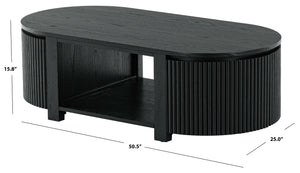 Safavieh Shelbie Reeded Oval Coffee Table - Elegant Wood Design For Stylish Living Room Décor And Functionality Black Wood ,Polyester Resin Drawer Fronts Sfv2209b