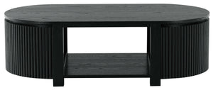 Safavieh Shelbie Reeded Oval Coffee Table - Elegant Wood Design For Stylish Living Room Décor And Functionality Black Wood ,Polyester Resin Drawer Fronts Sfv2209b