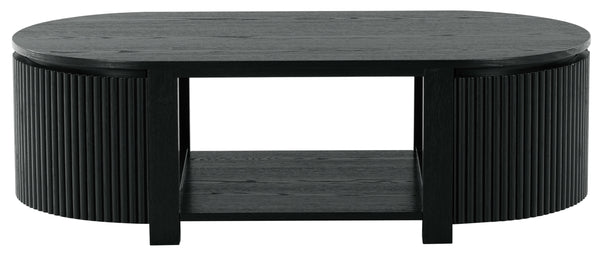 Safavieh Shelbie Reeded Oval Coffee Table - Elegant Wood Design For Stylish Living Room Décor And Functionality Black Wood ,Polyester Resin Drawer Fronts Sfv2209b