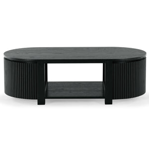 Safavieh Shelbie Reeded Oval Coffee Table - Elegant Wood Design For Stylish Living Room Décor And Functionality Black Wood ,Polyester Resin Drawer Fronts Sfv2209b