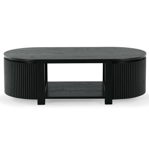 Safavieh Shelbie Reeded Oval Coffee Table - Elegant Wood Design For Stylish Living Room Décor And Functionality Black Wood ,Polyester Resin Drawer Fronts Sfv2209b
