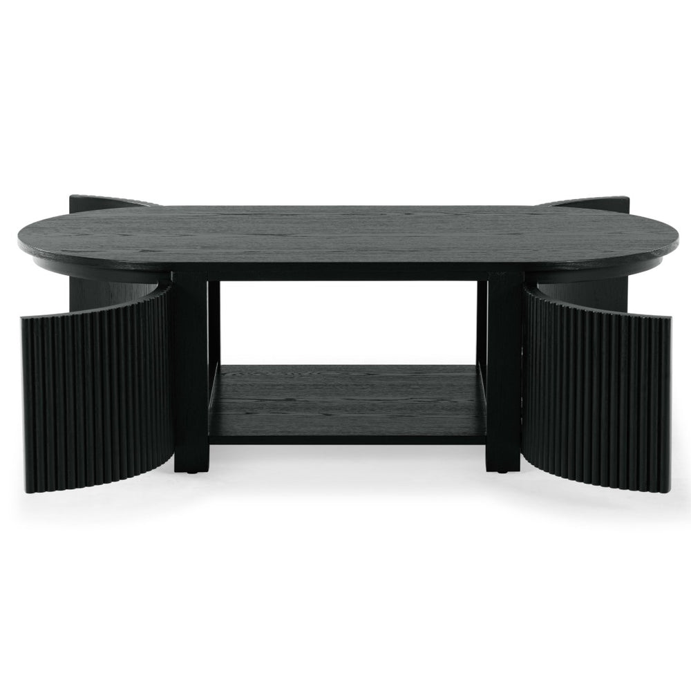 Safavieh SHELBIE Reeded Oval Coffee Table - Elegant Living Room Centerpiece with Stylish Wood and Resin Design Black SFV2209B