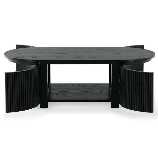 Safavieh Shelbie Reeded Oval Coffee Table - Elegant Wood Design For Stylish Living Room Décor And Functionality Black Wood ,Polyester Resin Drawer Fronts Sfv2209b