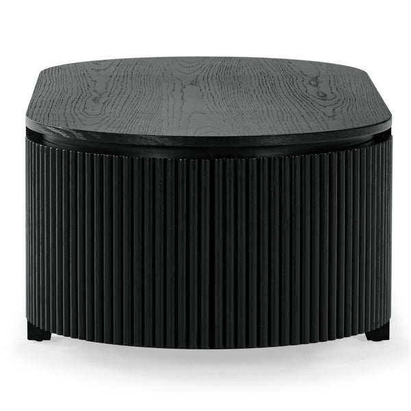 Safavieh SHELBIE Reeded Oval Coffee Table - Elegant Living Room Centerpiece with Stylish Wood and Resin Design Black SFV2209B