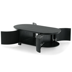 Safavieh Shelbie Reeded Oval Coffee Table - Elegant Wood Design For Stylish Living Room Décor And Functionality Black Wood ,Polyester Resin Drawer Fronts Sfv2209b