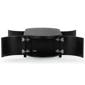 Safavieh Shelbie Reeded Oval Coffee Table - Elegant Wood Design For Stylish Living Room Décor And Functionality Black Wood ,Polyester Resin Drawer Fronts Sfv2209b