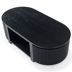 Safavieh Shelbie Reeded Oval Coffee Table - Elegant Wood Design For Stylish Living Room Décor And Functionality Black Wood ,Polyester Resin Drawer Fronts Sfv2209b