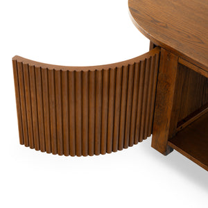 Safavieh Shelbie Reeded Oval Coffee Table - Elegant Wood Design For Stylish Living Room Décor And Functionality Medium Oak Wood ,Polyester Resin Drawer Fronts Sfv2209c