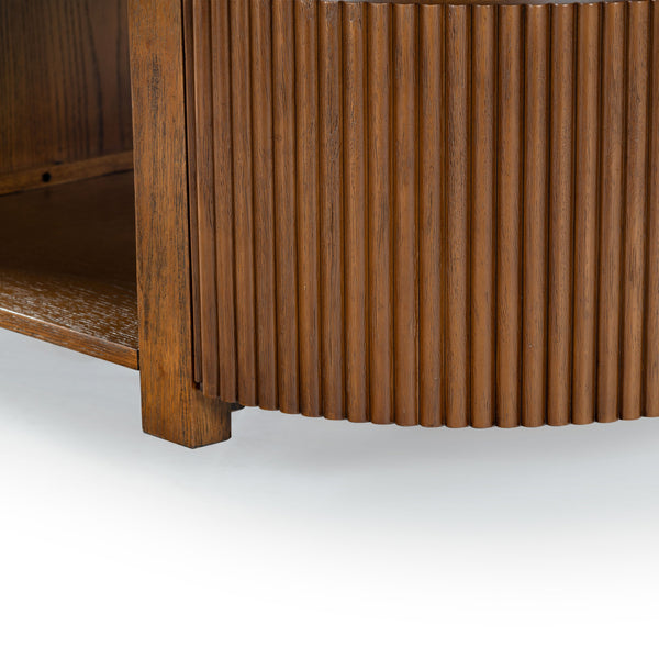 Safavieh Shelbie Reeded Oval Coffee Table - Elegant Wood Design For Stylish Living Room Décor And Functionality Medium Oak Wood ,Polyester Resin Drawer Fronts Sfv2209c