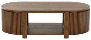 Safavieh Shelbie Reeded Oval Coffee Table - Elegant Wood Design For Stylish Living Room Décor And Functionality Medium Oak Wood ,Polyester Resin Drawer Fronts Sfv2209c