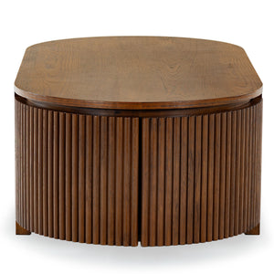 Safavieh Shelbie Reeded Oval Coffee Table - Elegant Wood Design For Stylish Living Room Décor And Functionality Medium Oak Wood ,Polyester Resin Drawer Fronts Sfv2209c