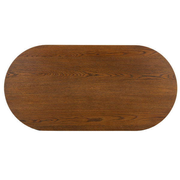 Safavieh Shelbie Reeded Oval Coffee Table - Elegant Wood Design For Stylish Living Room Décor And Functionality Medium Oak Wood ,Polyester Resin Drawer Fronts Sfv2209c