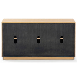 Safavieh SHELBIE 3-Door Reeded Sideboard and TV Stand - Modern Storage Solution for Stylish Living Spaces Oak / Black SFV2210A