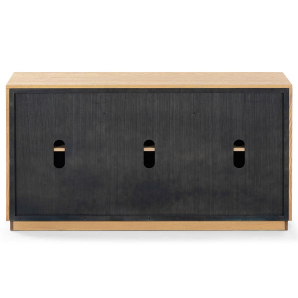 Safavieh SHELBIE 3-Door Reeded Sideboard and TV Stand - Modern Storage Solution for Stylish Living Spaces Oak / Black SFV2210A