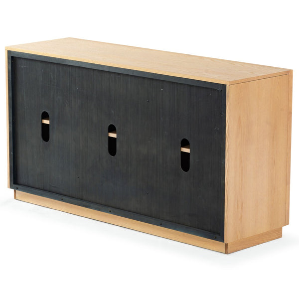 Safavieh SHELBIE 3-Door Reeded Sideboard and TV Stand - Modern Storage Solution for Stylish Living Spaces Oak / Black SFV2210A