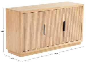 Safavieh SHELBIE 3-Door Reeded Sideboard and TV Stand - Modern Storage Solution for Stylish Living Spaces Oak / Black SFV2210A