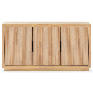Safavieh SHELBIE 3-Door Reeded Sideboard and TV Stand - Modern Storage Solution for Stylish Living Spaces Oak / Black SFV2210A