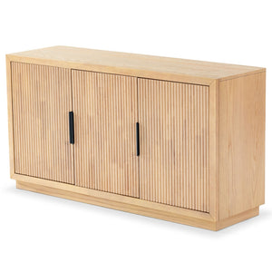 Safavieh SHELBIE 3-Door Reeded Sideboard and TV Stand - Modern Storage Solution for Stylish Living Spaces Oak / Black SFV2210A