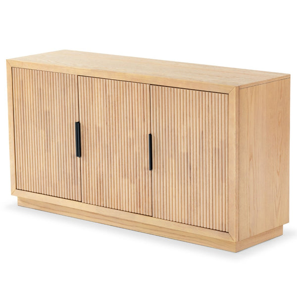 Safavieh SHELBIE 3-Door Reeded Sideboard and TV Stand - Modern Storage Solution for Stylish Living Spaces Oak / Black SFV2210A