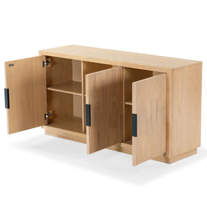 Safavieh SHELBIE 3-Door Reeded Sideboard and TV Stand - Modern Storage Solution for Stylish Living Spaces Oak / Black SFV2210A