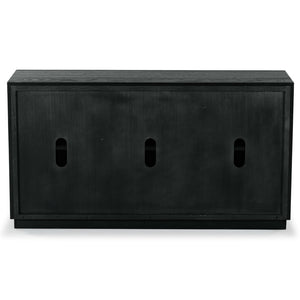 Safavieh SHELBIE 3-Door Reeded Sideboard and TV Stand - Modern Storage Solution for Stylish Living Spaces Black / Black SFV2210B