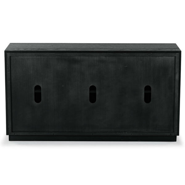 Safavieh SHELBIE 3-Door Reeded Sideboard and TV Stand - Modern Storage Solution for Stylish Living Spaces Black / Black SFV2210B