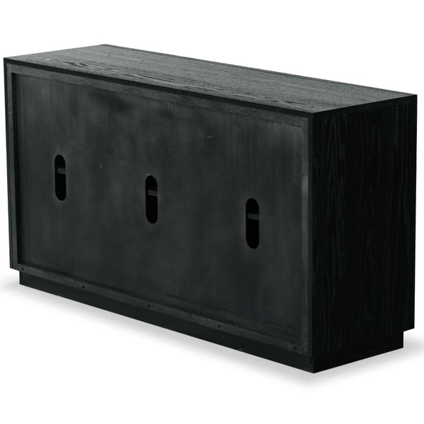 Safavieh SHELBIE 3-Door Reeded Sideboard and TV Stand - Modern Storage Solution for Stylish Living Spaces Black / Black SFV2210B
