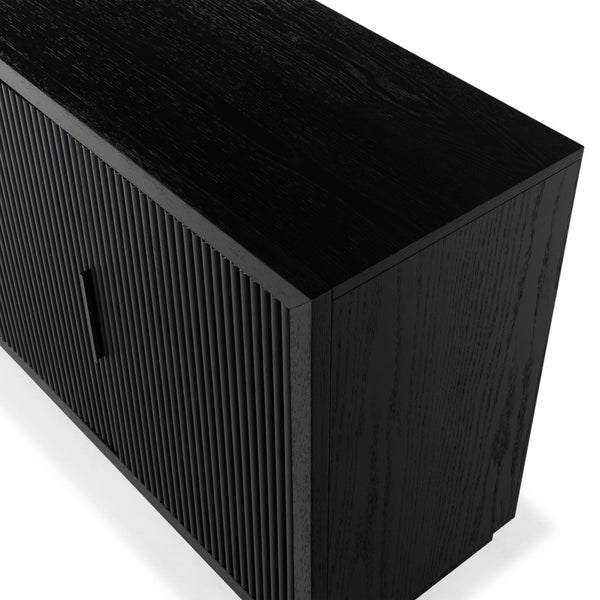 Safavieh SHELBIE 3-Door Reeded Sideboard and TV Stand - Modern Storage Solution for Stylish Living Spaces Black / Black SFV2210B