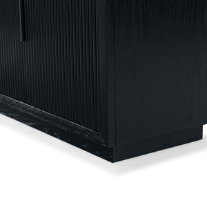 Safavieh SHELBIE 3-Door Reeded Sideboard and TV Stand - Modern Storage Solution for Stylish Living Spaces Black / Black SFV2210B