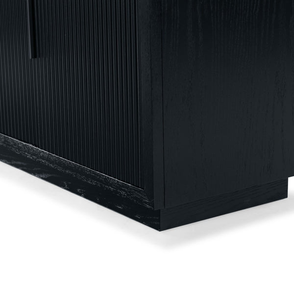 Safavieh SHELBIE 3-Door Reeded Sideboard and TV Stand - Modern Storage Solution for Stylish Living Spaces Black / Black SFV2210B