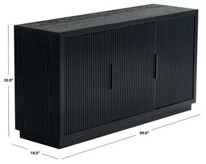 Safavieh SHELBIE 3-Door Reeded Sideboard and TV Stand - Modern Storage Solution for Stylish Living Spaces Black / Black SFV2210B