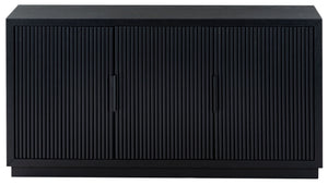 Safavieh SHELBIE 3-Door Reeded Sideboard and TV Stand - Modern Storage Solution for Stylish Living Spaces Black / Black SFV2210B