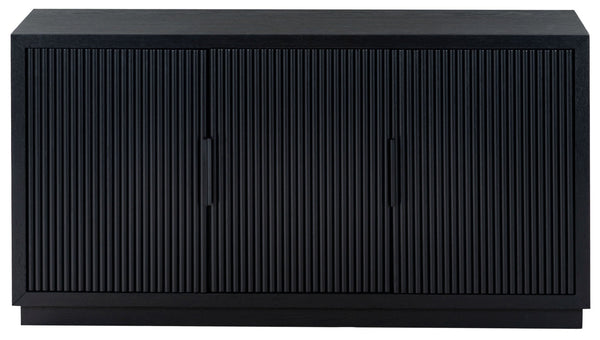 Safavieh SHELBIE 3-Door Reeded Sideboard and TV Stand - Modern Storage Solution for Stylish Living Spaces Black / Black SFV2210B