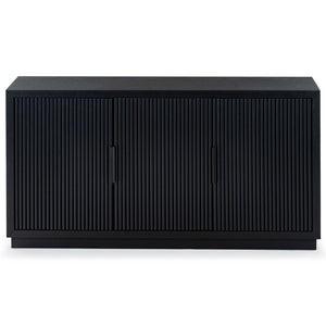Safavieh SHELBIE 3-Door Reeded Sideboard and TV Stand - Modern Storage Solution for Stylish Living Spaces Black / Black SFV2210B