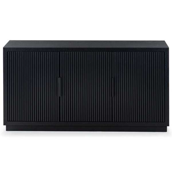 Safavieh SHELBIE 3-Door Reeded Sideboard and TV Stand - Modern Storage Solution for Stylish Living Spaces Black / Black SFV2210B