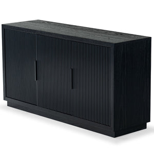 Safavieh SHELBIE 3-Door Reeded Sideboard and TV Stand - Modern Storage Solution for Stylish Living Spaces Black / Black SFV2210B