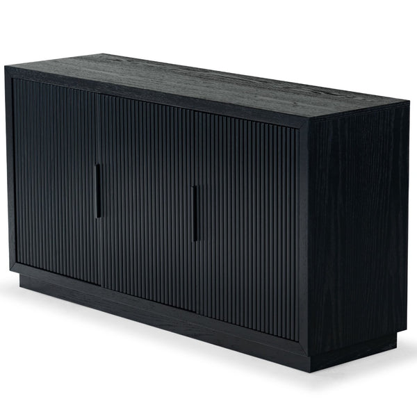 Safavieh SHELBIE 3-Door Reeded Sideboard and TV Stand - Modern Storage Solution for Stylish Living Spaces Black / Black SFV2210B