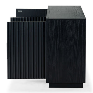 Safavieh SHELBIE 3-Door Reeded Sideboard and TV Stand - Modern Storage Solution for Stylish Living Spaces Black / Black SFV2210B