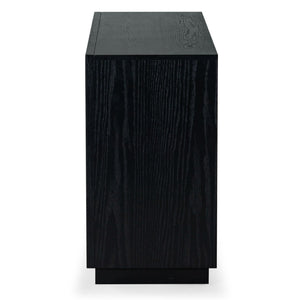 Safavieh SHELBIE 3-Door Reeded Sideboard and TV Stand - Modern Storage Solution for Stylish Living Spaces Black / Black SFV2210B