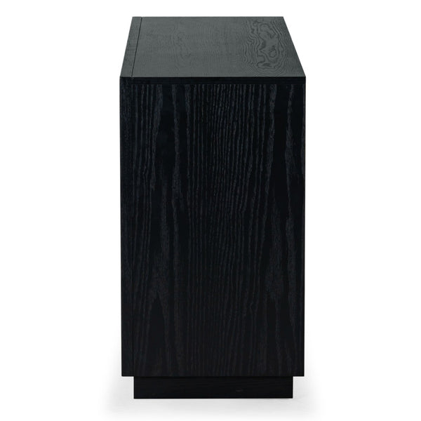 Safavieh SHELBIE 3-Door Reeded Sideboard and TV Stand - Modern Storage Solution for Stylish Living Spaces Black / Black SFV2210B