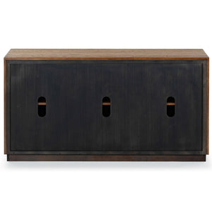 Safavieh SHELBIE 3-Door Reeded Sideboard and TV Stand - Modern Storage Solution for Stylish Living Spaces Medium Oak / Black SFV2210C