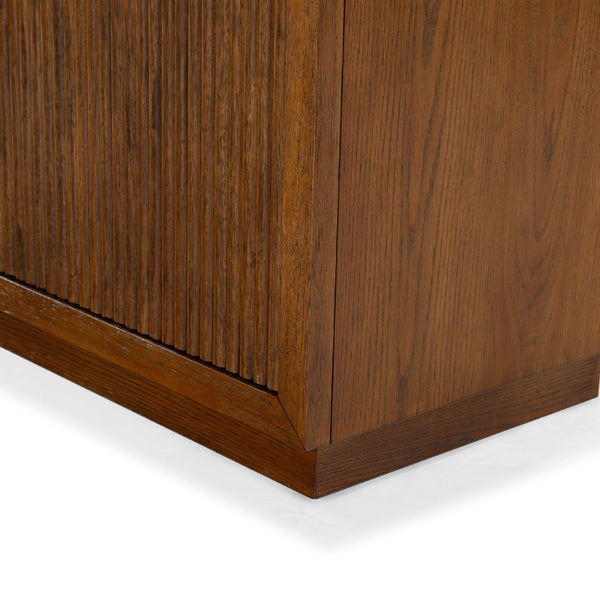Safavieh SHELBIE 3-Door Reeded Sideboard and TV Stand - Modern Storage Solution for Stylish Living Spaces Medium Oak / Black SFV2210C