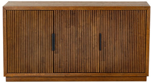 Safavieh SHELBIE 3-Door Reeded Sideboard and TV Stand - Modern Storage Solution for Stylish Living Spaces Medium Oak / Black SFV2210C